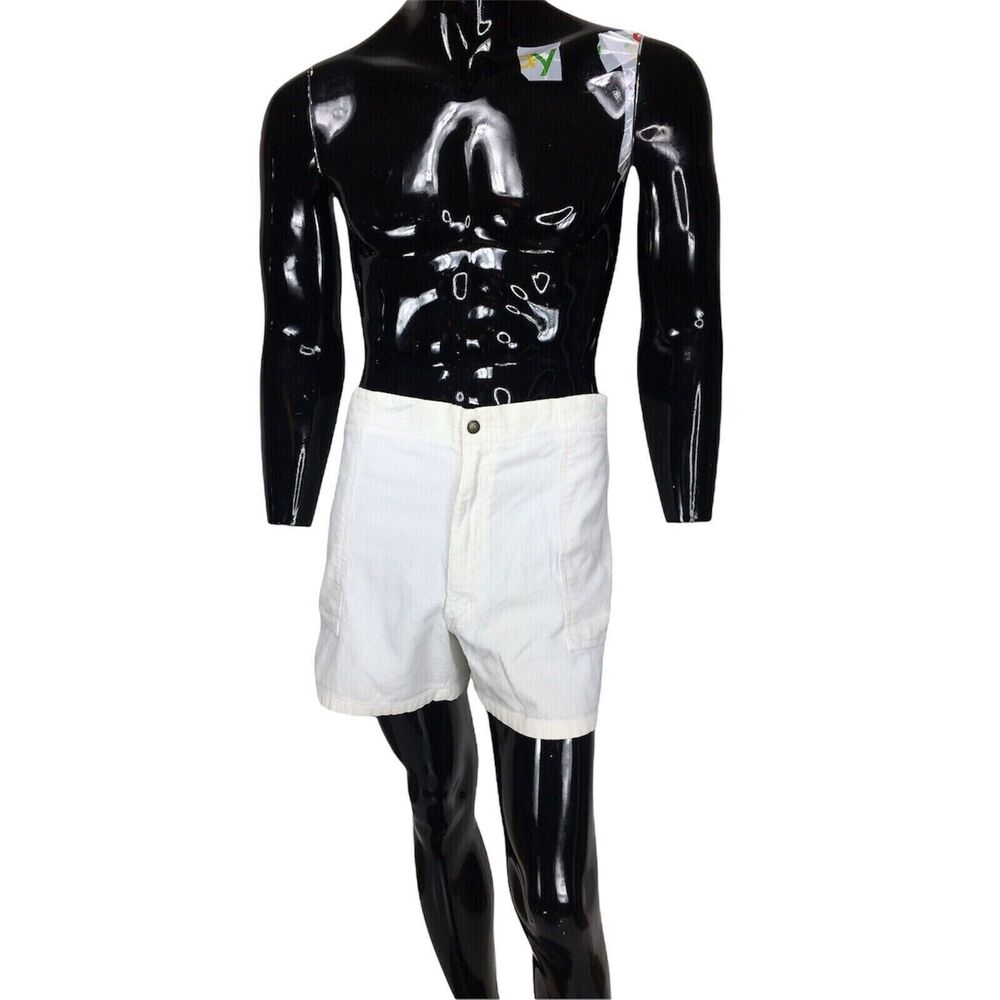 Vintage 80s Towncraft Corduroy Beach Surfer White Board Shorts Men's Size 42 - Picture 5 of 10